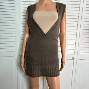 THEORY Brown Jeannie Cashmere Tunic Sweater Size Small